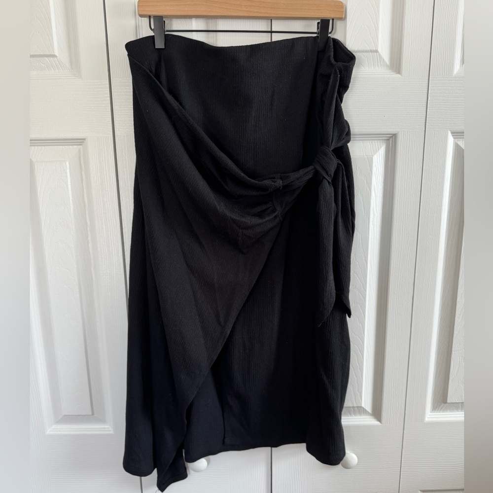 A New Day XXL Black Sarong Tie Midi Skirt